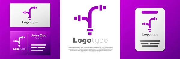 Logotype Icône Tuyau Métallique Industrie Isolée Sur Fond Blanc Plomberie — Image vectorielle