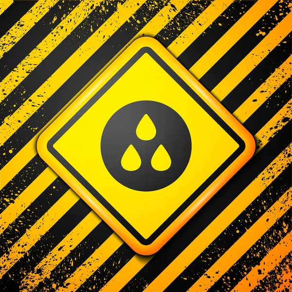 Black Water Drop Icon Isolated Yellow Background Warning Sign Vector — Stock Vector