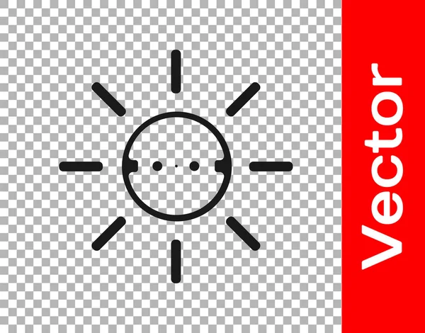 黑色太阳能面板图标隔离在透明的背景下 有闪电标志的太阳B — 图库矢量图片