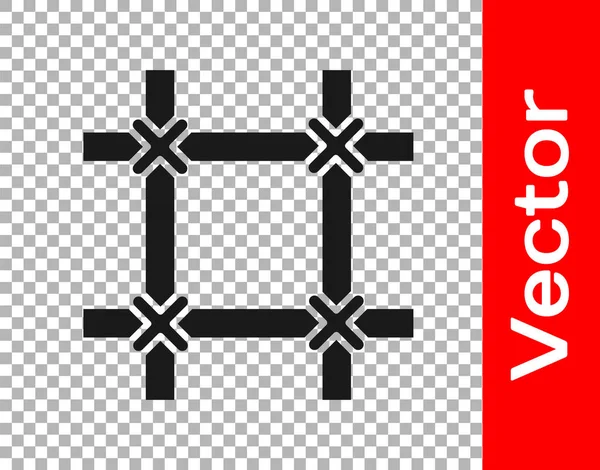Schwarzes Gefängnisfenster Symbol Isoliert Auf Transparentem Hintergrund Vektor — Stockvektor