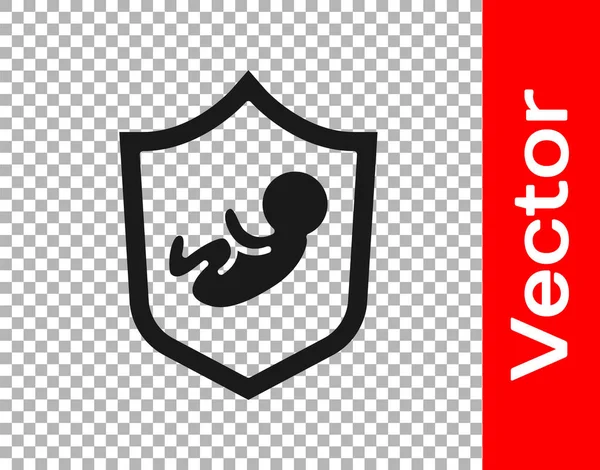 Black Baby Ícone Escudo Isolado Fundo Transparente Sinal Segurança Infantil — Vetor de Stock