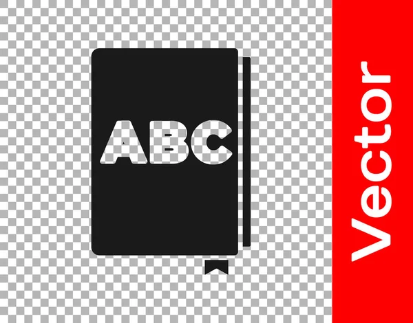Schwarzes Abc Buchsymbol Isoliert Auf Transparentem Hintergrund Wörterbuchzeichen Alphabet Buchsymbol — Stockvektor
