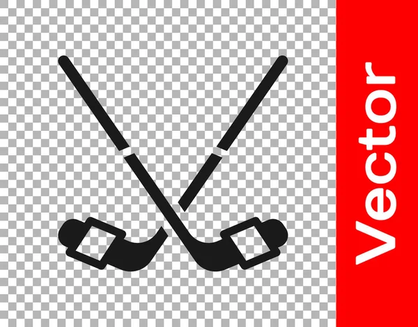 Black Ice Hockey Sticks Icon Isolated Transparent Background Vector — Stock Vector