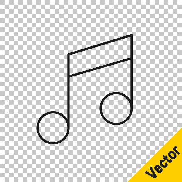 Schwarze Linie Musiknotiz Tonsymbole Isoliert Auf Transparentem Hintergrund Vektorillustration — Stockvektor