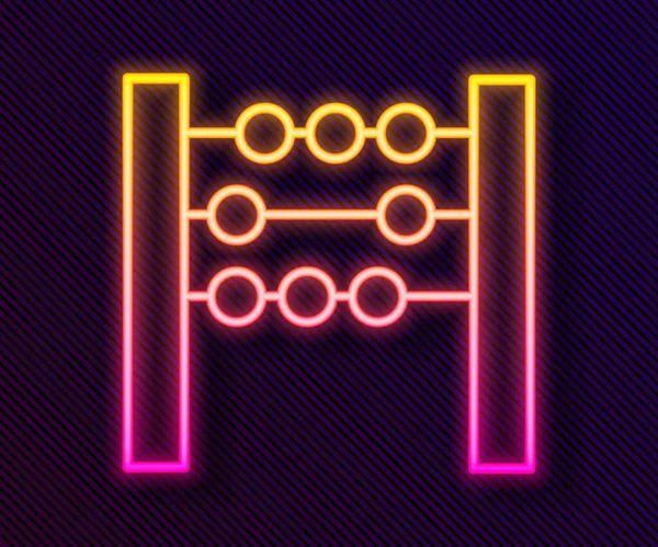 Gloeiende Neon Lijn Abacus Pictogram Geïsoleerd Zwarte Achtergrond Traditioneel Telframe — Stockvector