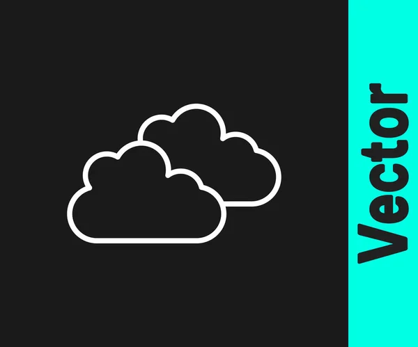 Línea Blanca Icono Nube Aislado Sobre Fondo Negro Vector — Vector de stock