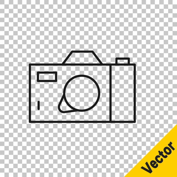 Schwarze Linie Fotokamera Symbol Isoliert Auf Transparentem Hintergrund Ikone Der — Stockvektor