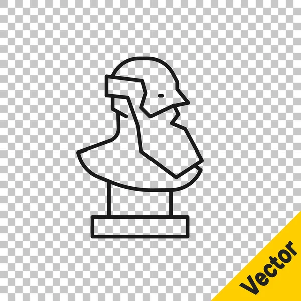 Linha Preta Ícone Escultura Busto Antigo Isolado Fundo Transparente Vetor — Vetor de Stock