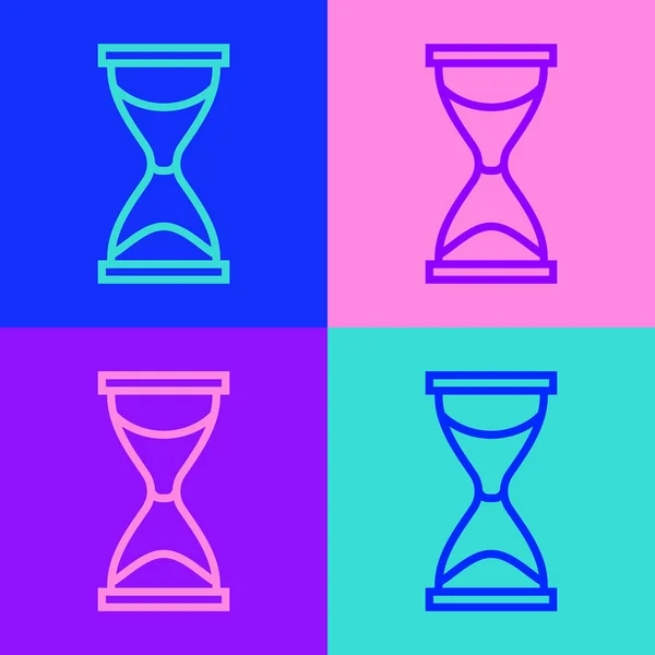 Pop Art Line Old Hourglass Flowing Sand Icon Isolated Color — Stock Vector
