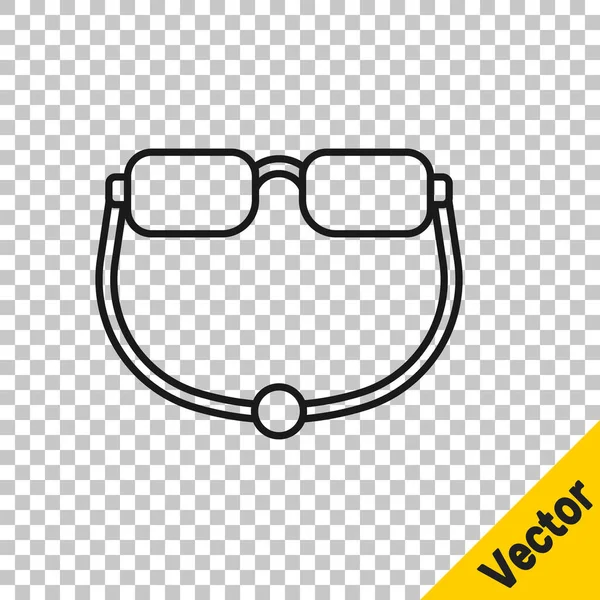 Black Line Eyeglasses Icon Isolated Transparent Background Vector — Stock Vector