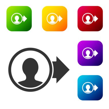 Beyaz arkaplanda siyah hesap ekranı simgesi oluştur. Renkli kare düğmelerle simgeleri ayarla. Vektör.