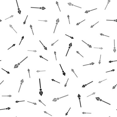 Siyah Ortaçağ mızrak ikonu beyaz arka planda kusursuz desen izole etti. Ortaçağ silahı. Vektör.