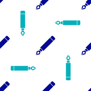 Mavi Çeşme kalem ucu simgesi beyaz arkaplanda izole edilmiş pürüzsüz desen. Kalem aleti işareti. Vektör.