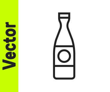 Siyah çizgi bira şişesi ikonu beyaz arka planda izole edilmiş. Vektör İllüstrasyonu.