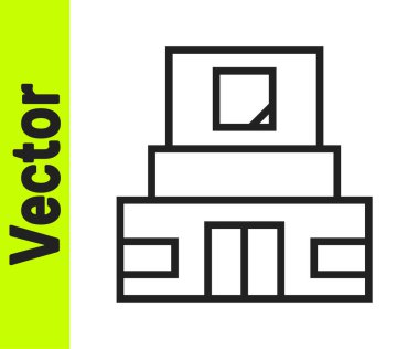 Lenin simgesinin siyah çizgi mozolesi beyaz arkaplanda izole edilmiş. Rusya 'nın mimari eserleri, turistik yerler. Moskova 'daki Kızıl Meydan' da Kraliyet Kalesi. Vektör.