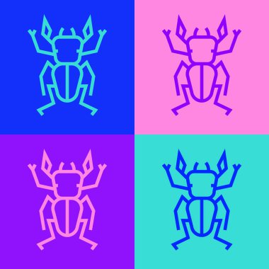 Pop sanat çizgisi Böcek geyiği ikonu renk arkaplanda izole edilmiş. Boynuzlu böcek. Büyük böcek. Vektör.