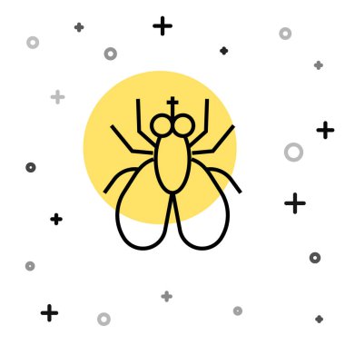 Siyah çizgi böcek sineği ikonu beyaz arkaplanda izole edildi. Rastgele dinamik şekiller. Vektör.