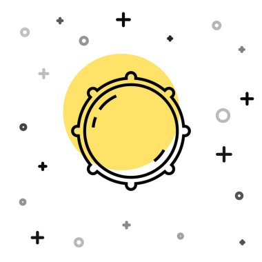 Siyah çizgi çevir düğme seviyesindeki teknoloji ayarları simgesi beyaz arkaplanda izole edildi. Ses tuşu, ses kontrolü, analog regülatör. Rastgele dinamik şekiller. Vektör.