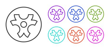 Beyaz arkaplanda siyah çizgi Biyolojik Tehlike sembolü izole edilmiş. Simgeleri renklendirin. Vektör.