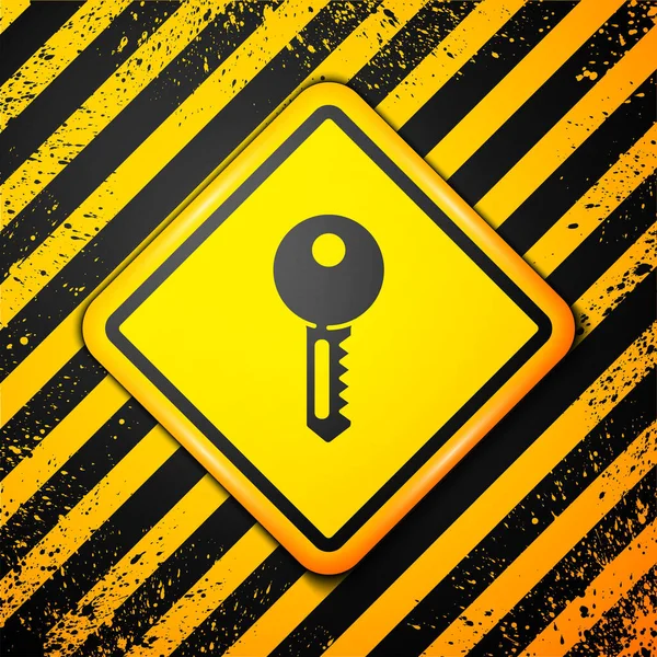 Black House Schlüsselsymbol Isoliert Auf Gelbem Hintergrund Warnzeichen Vektorillustration — Stockvektor