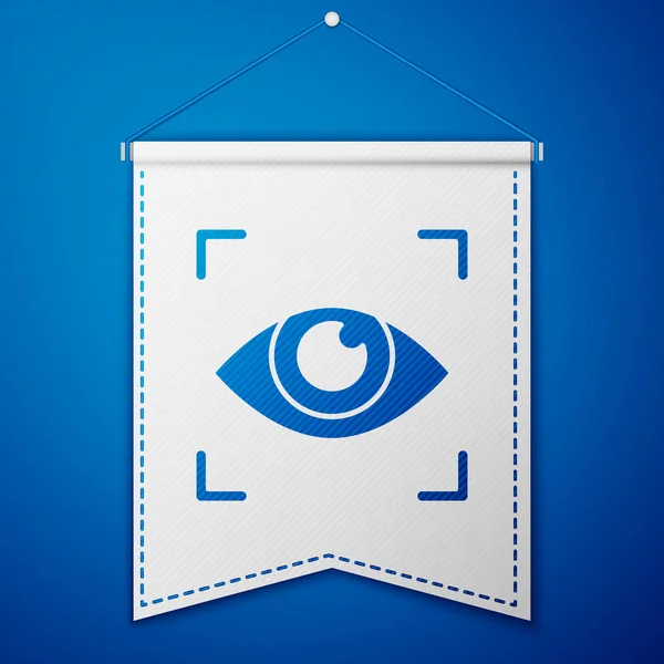 Blue Eye Scan Icoon Geïsoleerd Blauwe Achtergrond Scan Het Oog — Stockvector