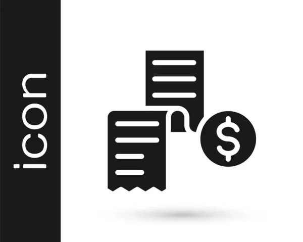 กระดาษด าหร อไอคอนการตรวจสอบทางการเง แยกจากพ นหล ขาว ตรวจสอบการพ กระดาษใบเสร านค าหร — ภาพเวกเตอร์สต็อก