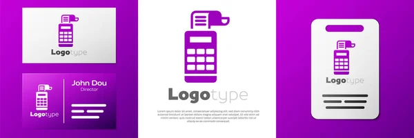 Logotype Cash Register Machine Check Icon Isolated White Background Cashier — Stock Vector