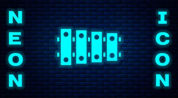 Világító Neon Xylophone Hangszer Tizenhárom Rúddal Két Ütőhangszeres Ütős Ikon — Stock Vector