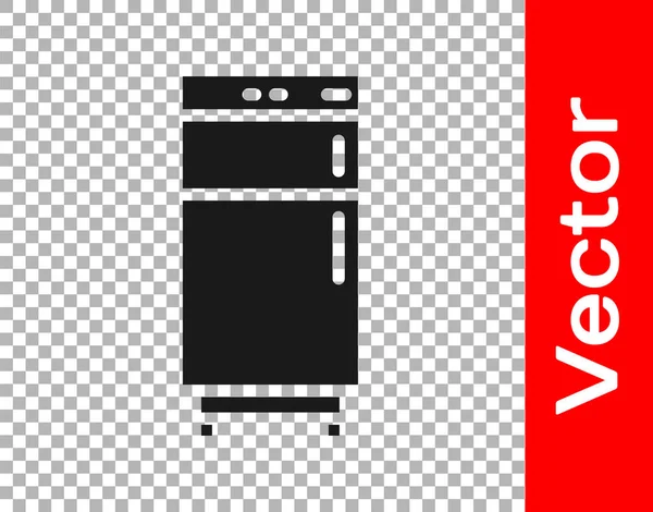 Black Refrigerator Icon Isolated Transparent Background Fridge Freezer Refrigerator Household — Stock Vector