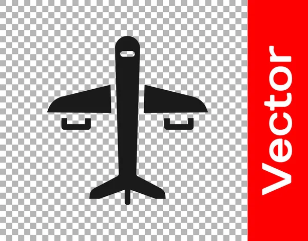 Icono Plano Negro Aislado Sobre Fondo Transparente Icono Del Avión — Archivo Imágenes Vectoriales