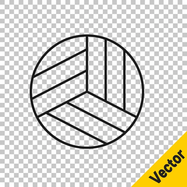 Schwarze Linie Volleyball Symbol Isoliert Auf Transparentem Hintergrund Sportgeräte Vektorillustration — Stockvektor