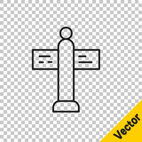Schwarze Linie Verkehrszeichen Wegweiser Symbol Isoliert Auf Transparentem Hintergrund Zeigersymbol — Stockvektor
