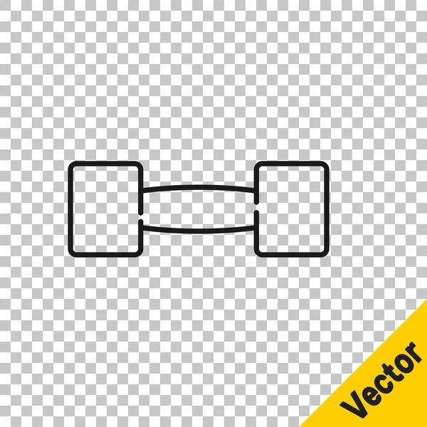 Ligne Noire Icône Haltère Isolé Sur Fond Transparent Icône Levage — Image vectorielle