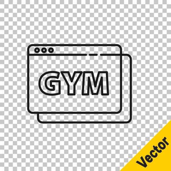 Black Line Online Fitness Training Icon Isolated Transparent Background Vector — Stock Vector