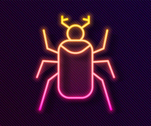 Glowing Neon Line Beetle Bug Icon Isolated Black Background Vector — Stock Vector