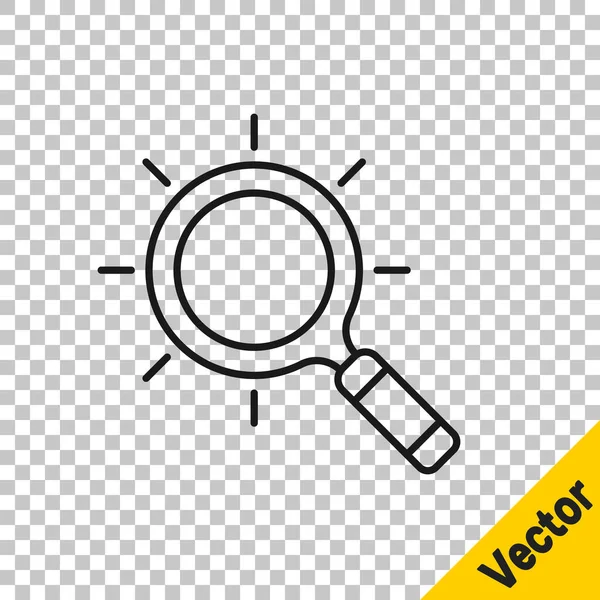 Schwarze Linie Lupe Symbol Isoliert Auf Transparentem Hintergrund Suchen Fokussieren — Stockvektor