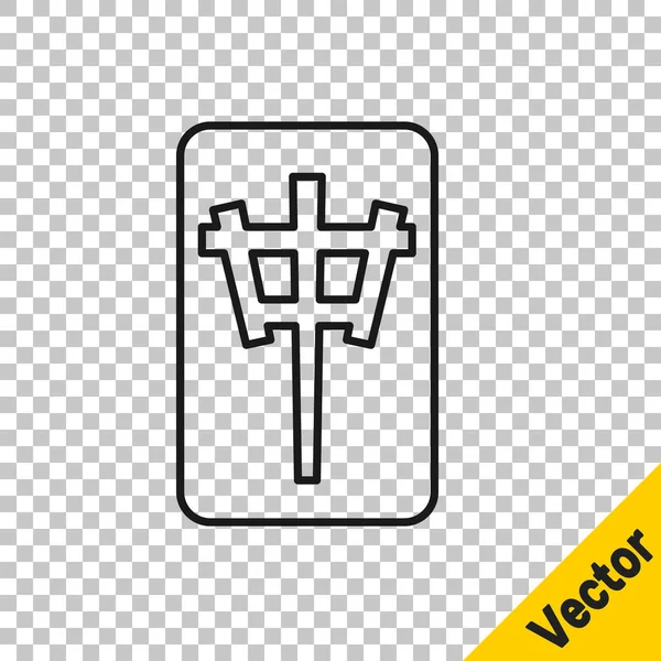 Black Line Mahjong Stücke Symbol Isoliert Auf Transparentem Hintergrund Chinesische — Stockvektor