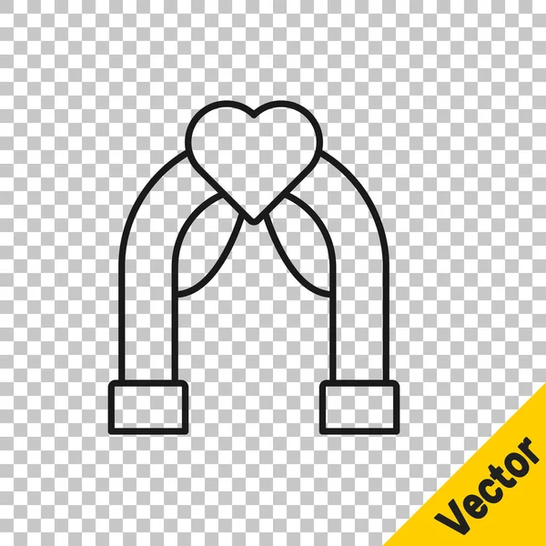 Schwarze Linie Hochzeitsbogen Symbol Isoliert Auf Transparentem Hintergrund Hochzeitsdekoration Vektor — Stockvektor