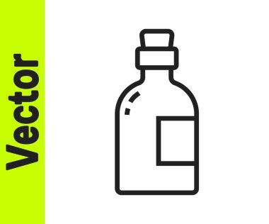 Siyah çizgili alkol, beyaz arka planda izole edilmiş rom şişesi ikonu. Vektör.