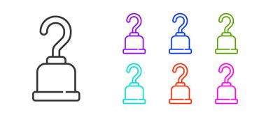 Siyah çizgi korsan kancası simgesi beyaz arkaplanda izole edildi. Simgeleri renklendirin. Vektör.