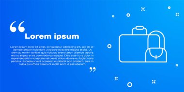 Seyahat simgesi için beyaz bavul mavi arkaplanda izole edildi. Seyahat bagaj tabelası. Seyahat bagaj ikonu. Vektör.