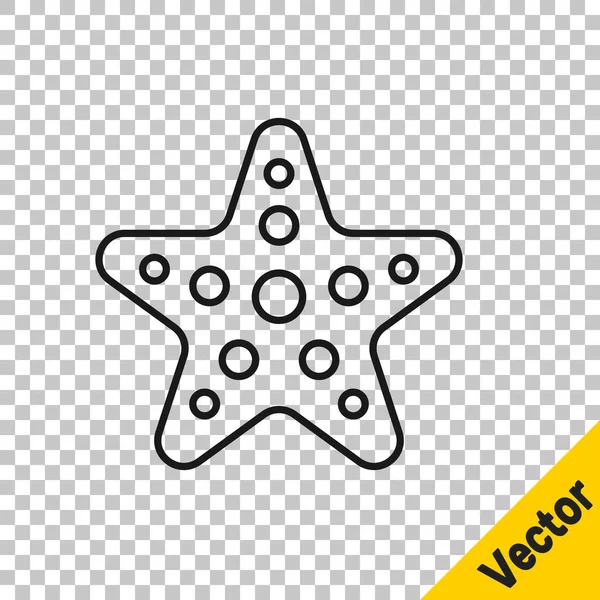 Línea Negra Icono Estrella Mar Aislado Sobre Fondo Transparente Vector — Vector de stock