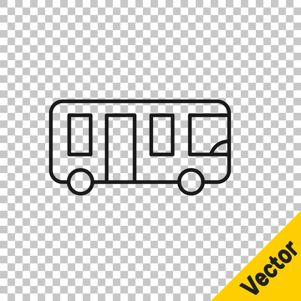 Schwarze Linie Flughafenbus Symbol Isoliert Auf Transparentem Hintergrund Vektor — Stockvektor