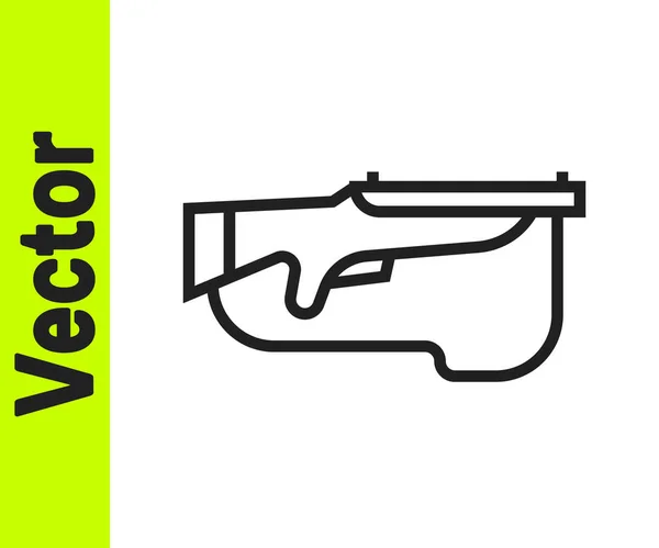 Icono Rifle Biatlón Línea Negra Aislado Sobre Fondo Blanco Pistola — Vector de stock