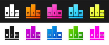 Siyah beyaz arka planda izole edilmiş spor ödüllü podyum ikonu. Vektör.