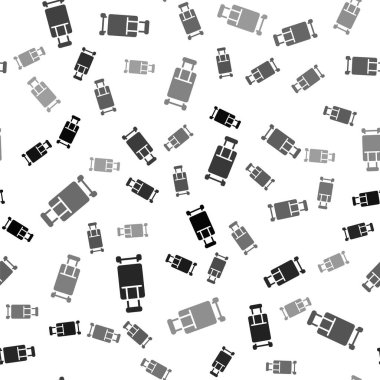 Seyahat simgesi için siyah bavul beyaz arka planda izole edilmiş pürüzsüz desen. Seyahat bagaj tabelası. Seyahat bagaj ikonu. Vektör.