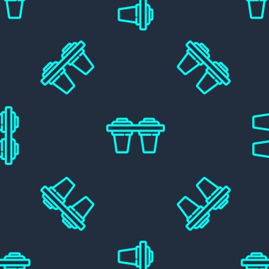 Yeşil çizgi su filtresi simgesi mavi arkaplanda izole edilmiş kusursuz desen. Su filtreleme sistemi. Ters osmoz sistemi. Vektör İllüstrasyonu.