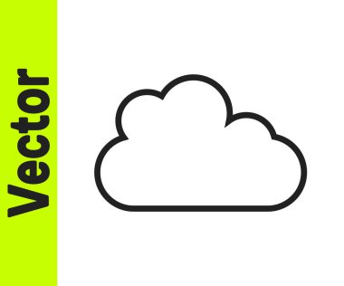 Beyaz arkaplanda siyah çizgi bulutu simgesi izole edildi. Vektör.