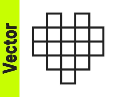 Beyaz arkaplanda izole edilmiş oyun simgesi için siyah çizgi pikseli kalpler. Vektör.