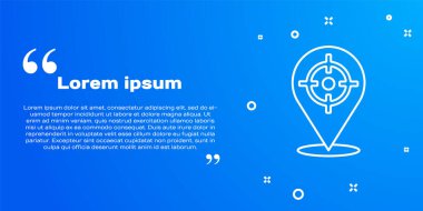 Beyaz çizgi hedef spor ikonu mavi arkaplanda izole edildi. Atış mesafesi ya da atış mesafesi için sayıları olan temiz bir hedef. Vektör.